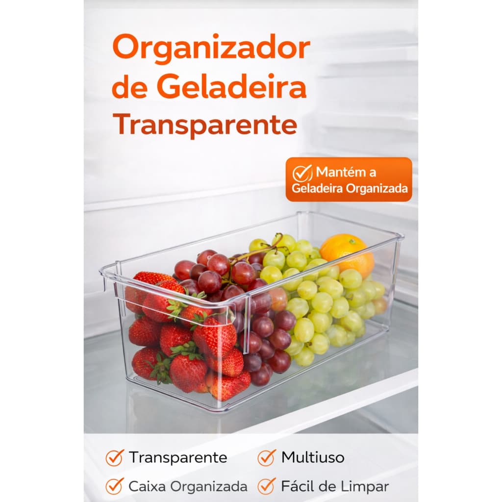 Organizadores de Geladeira Transparente – Porta Latas, Ovos, Frutas e Alimentos