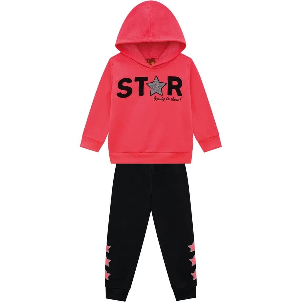Conjunto Moletom Feminino (2 peças) Star Kyly Com Capuz estiloso e Confortável!