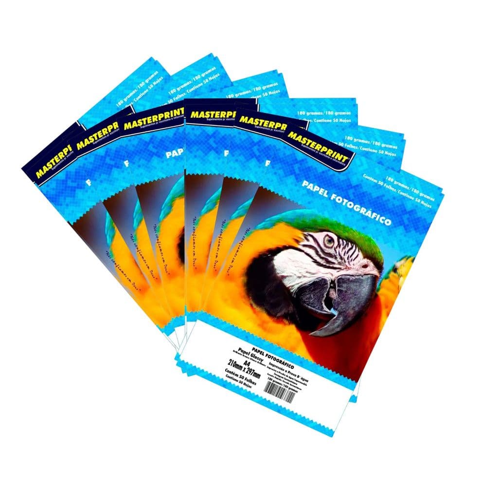 Kit Papel Fotografico Glossy A4 180g 300 Folhas Profissional A Prova D'Agua