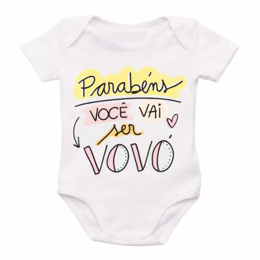 Body Bebê RN Parabéns Você Vai Ser Vovó Revelação Gravidez Presente Anúncio Família Revelação RN úni