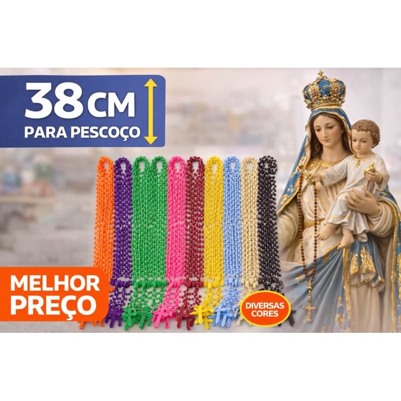 12 Rosário Católico Azul Escuro. - Plástico - 38 cm  -  Catequese - Igrejas - Acompanha UM  lindo bauzinho c/terço .