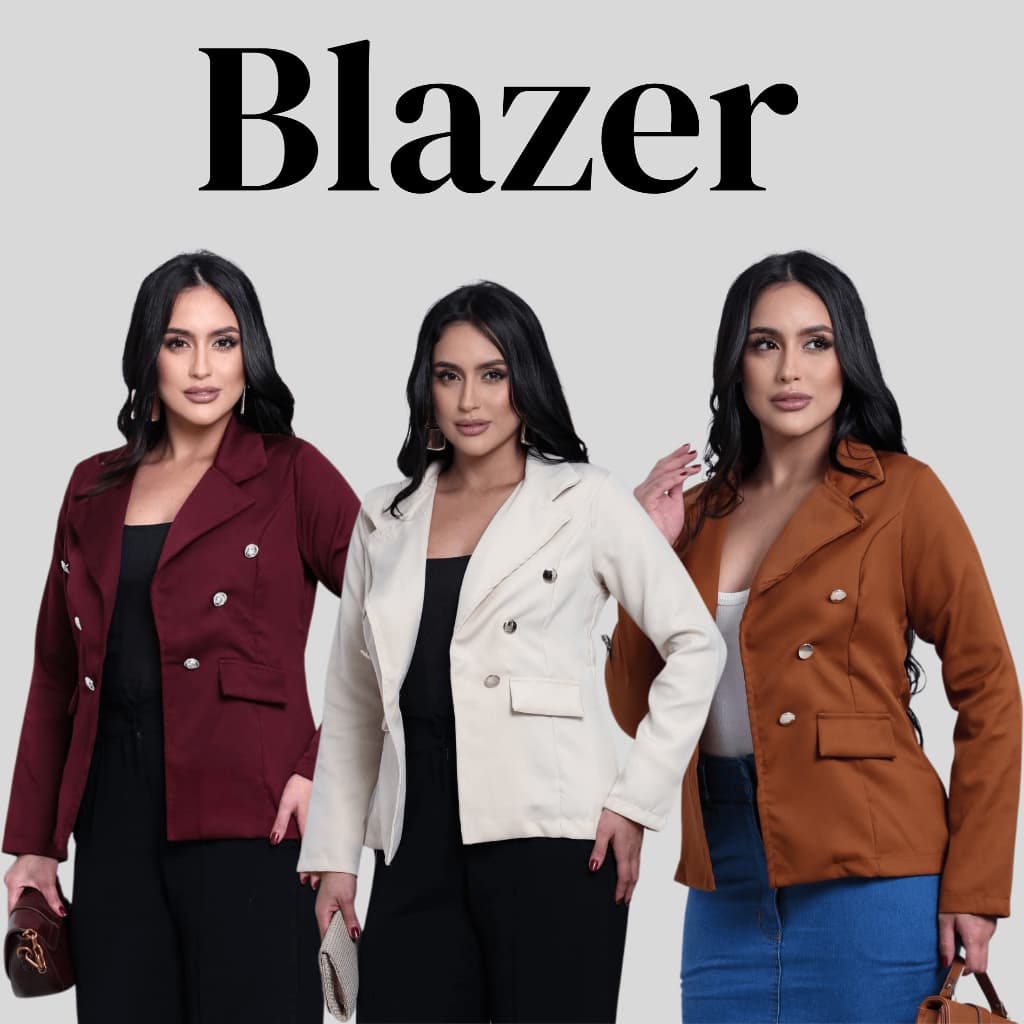 Blazer Feminino Casaquinho Alfaiataria Casaco Social Com Botão