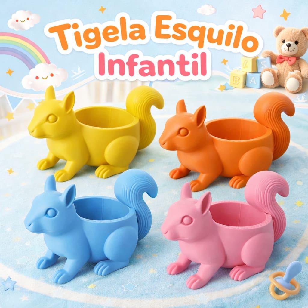 Tigela Esquilo Infantil - Prato Bacia - Cozinha Kids Decoração Presente Bowl