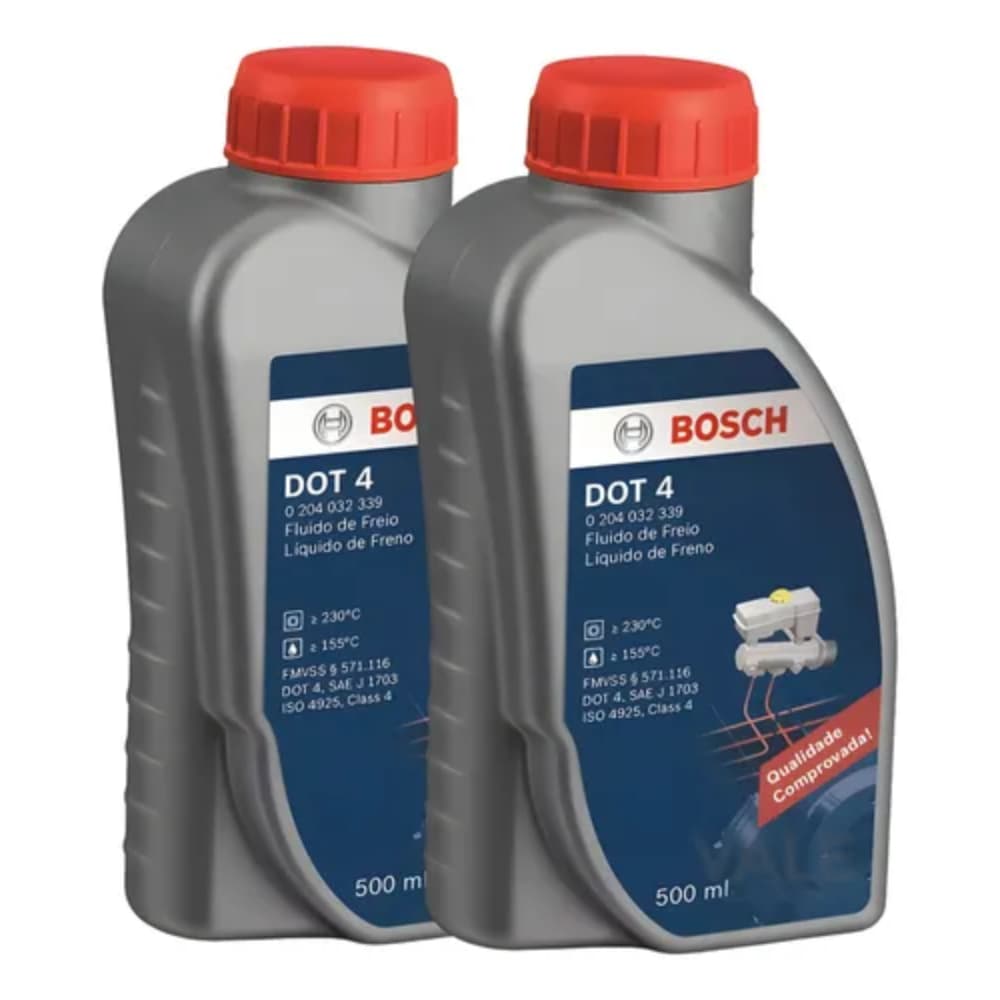 Fluido Óleo de Freio Dot 4 BOSCH Original 500ml Kit Carro Moto