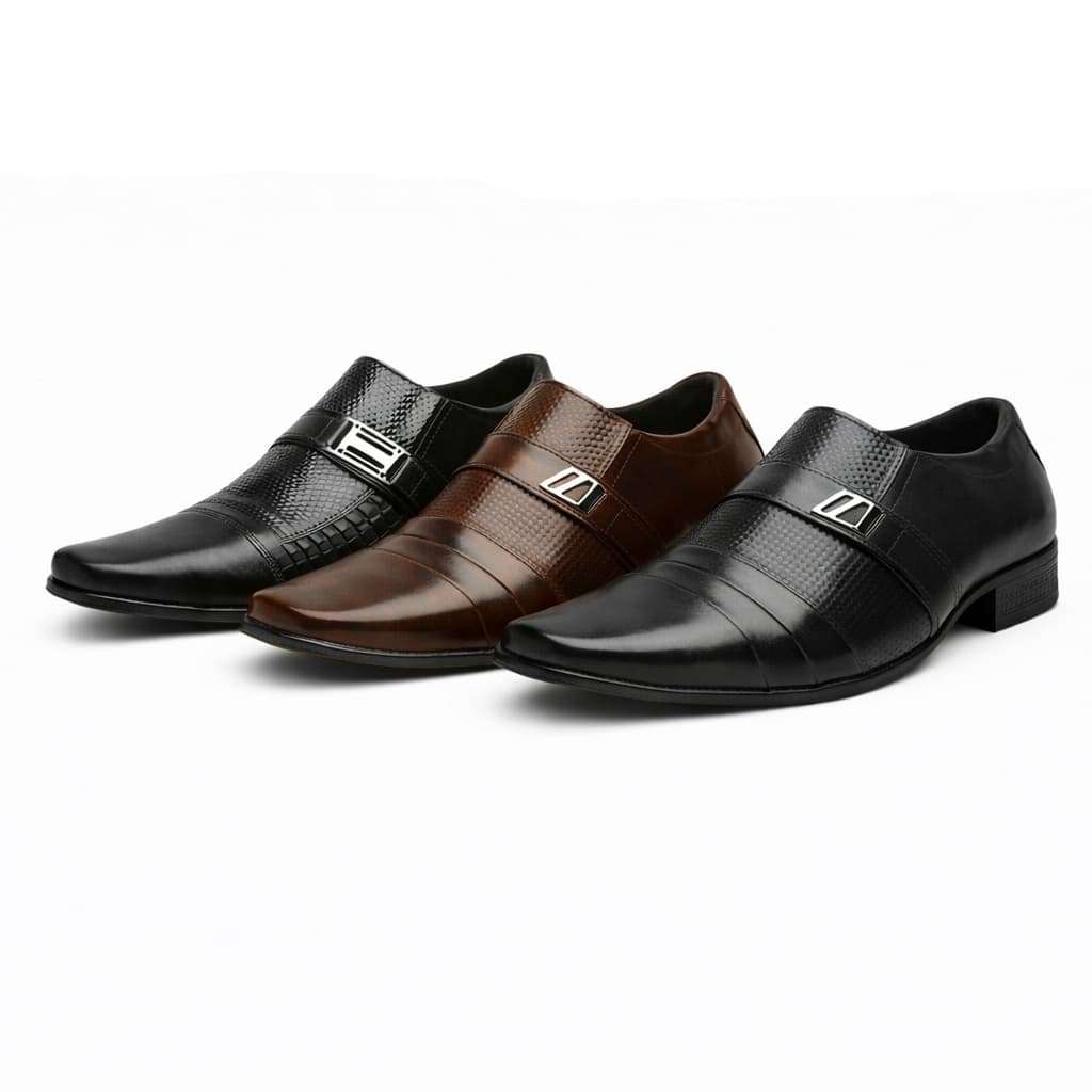 Kit 3 Pares De Sapato Social Masculino Em Couro Legítimo