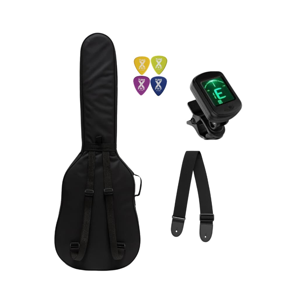 Kit Acessórios de Guitarra Bag Correia Palehtas Coloridas e Afinador Cromático Digital