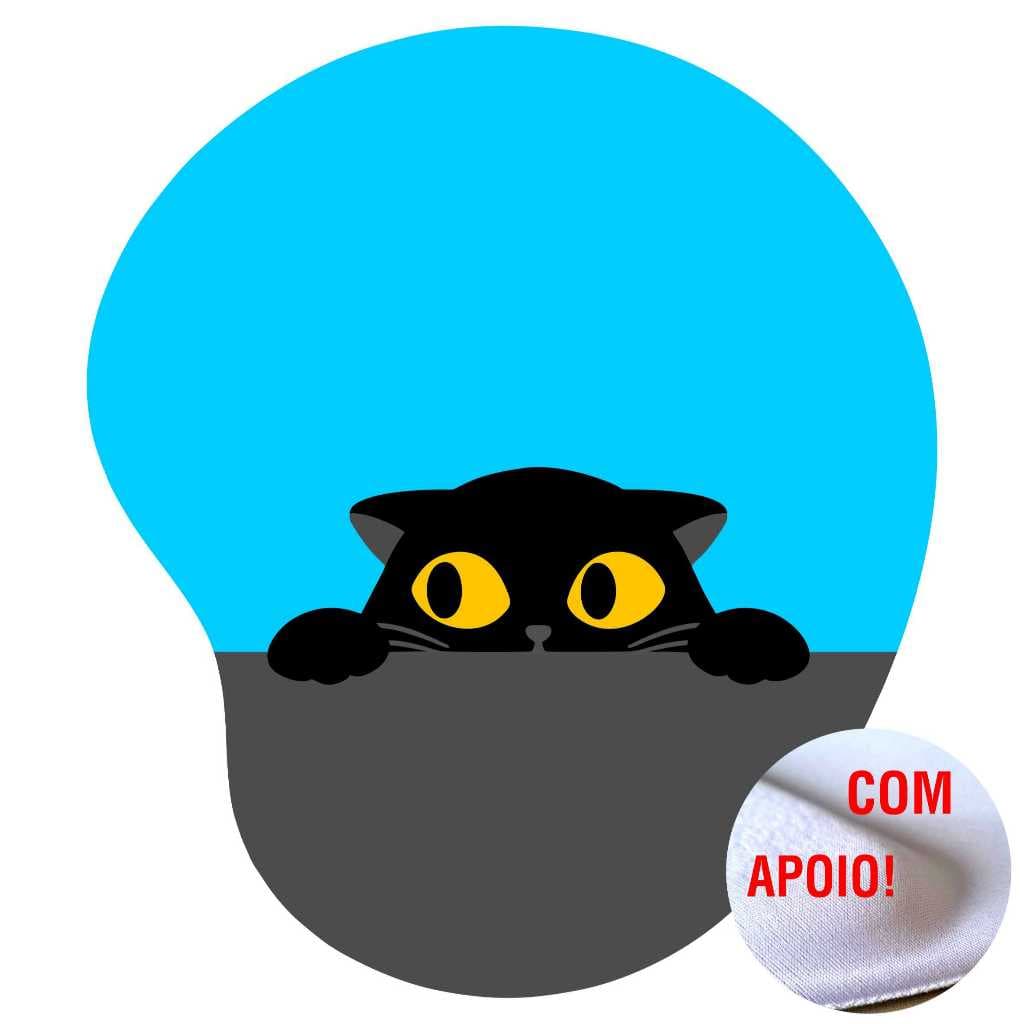 Mouse Pad Ergonômico com Apoio de Punho Gato Escondido Gatinho Cores 4