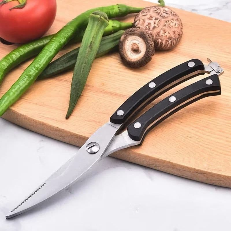 Tesoura Multifuncional Profissional em Aço Inox c/ Trava Tesoura Cozinha Tesoura Frango Assado  25,6cm Super Resistente