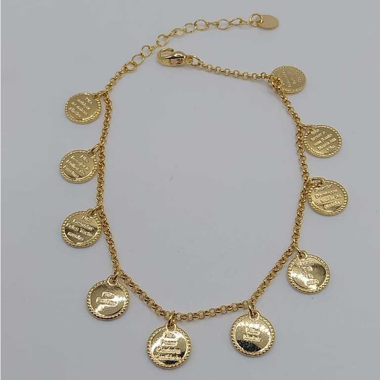 Pulseira Dez Mandamentos Folheada A Ouro e a Prata