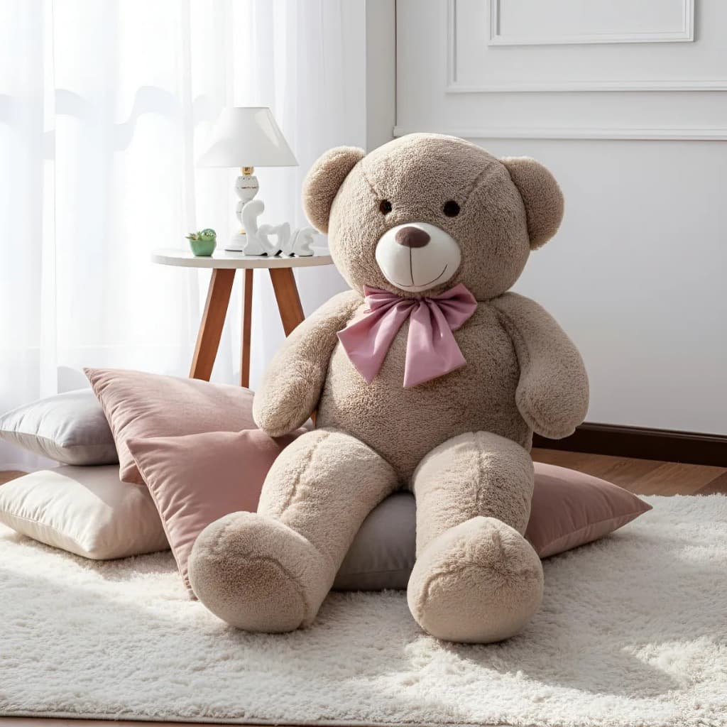 Urso Pelúcia Teddy Gigante Presente Especial Com Laço Macio Decoração Quarto Bebê Infantil Luxo