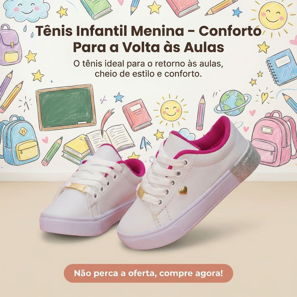 Tênis Casual Menina | Leve e Resistente Para os Momentos Da Sua Filha Do 25 ao 36 | PRONTA ENTREGA!