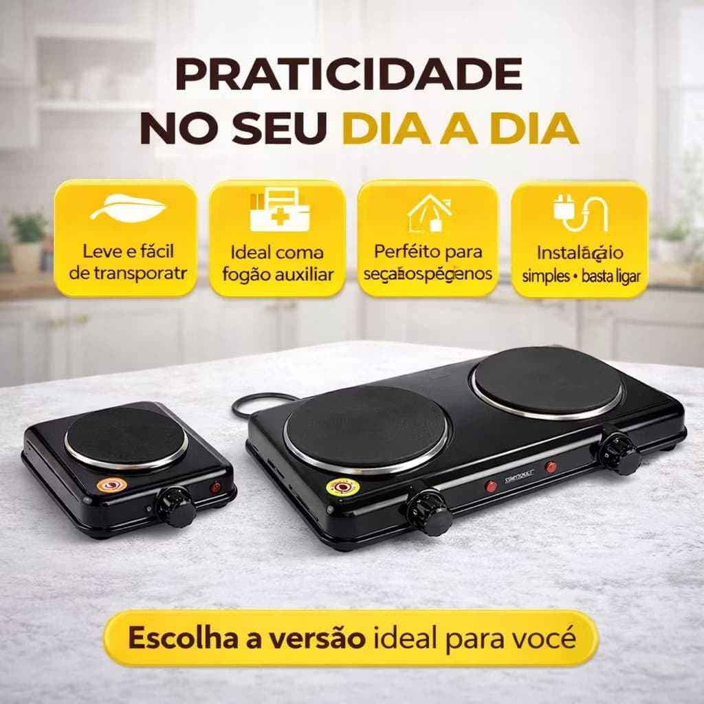 Fogareiro Elétrico Indução 1 ou 2 Bocas 127V 220V Portátil Cozinha Rápida Preto Branco 1000W 2000W