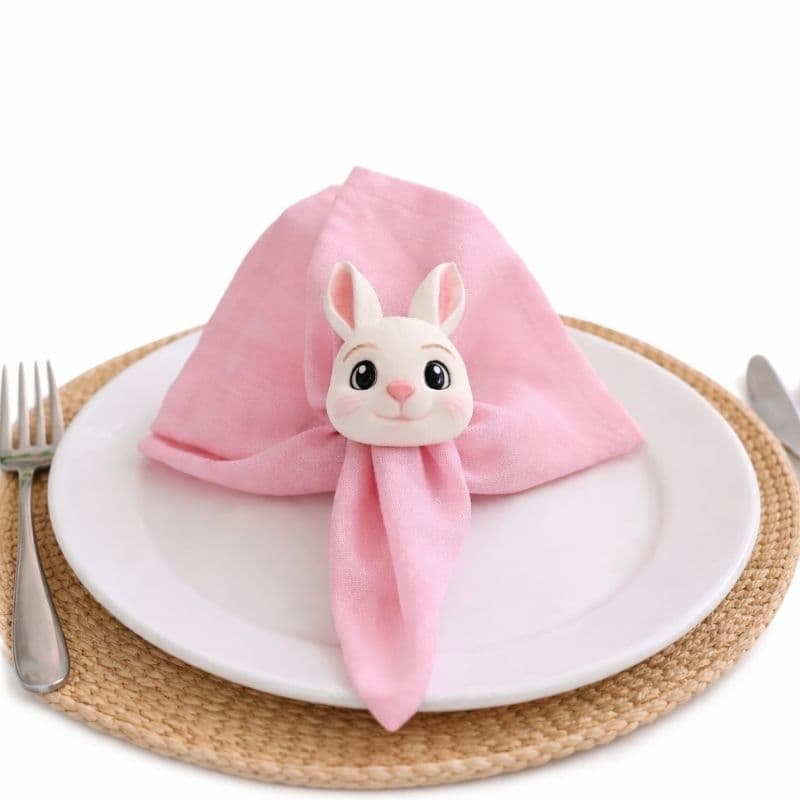 Porta Guardanapo de Páscoa Carinha Coelho em Biscuit para Mesa posta