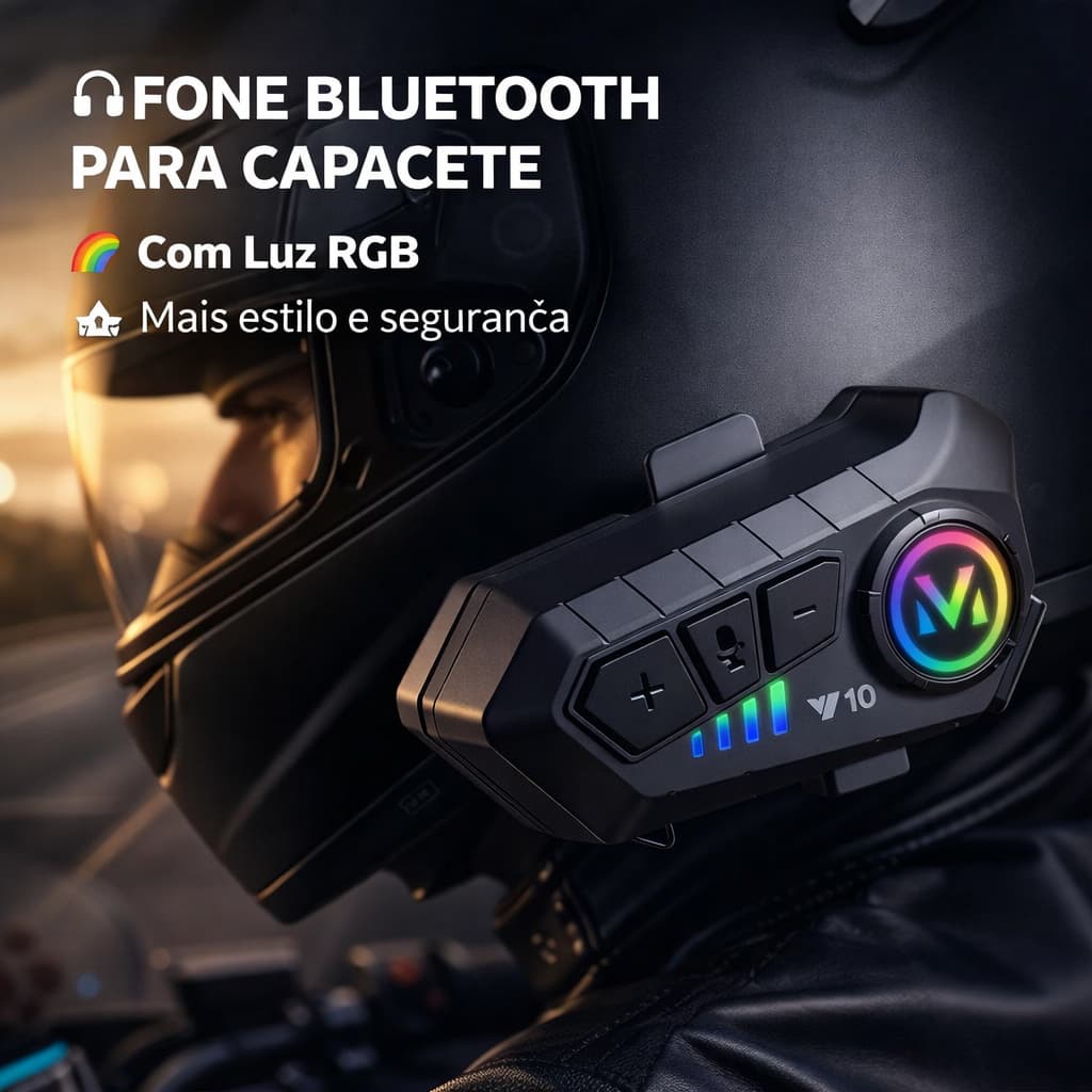 Motocicleta Sem Fio Bluetooth 5.3 Fone de Ouvido Capacete Kit de Chamadas Mãos Livres À Prova D'Água
