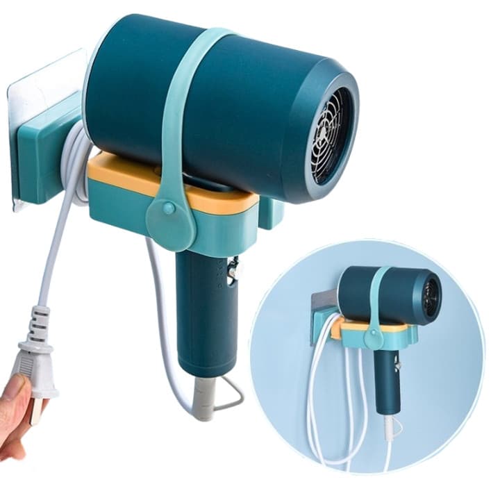 Suporte Para Secador de Cabelo Parede Adesivo Banheiro Organizador Ajustável Giratório 360º