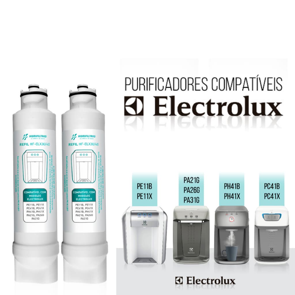 2 ou 1 Refil Filtro Purificador Compatível Electrolux PE11X PE11B PA21G PA31G PC41B PC41X PH41B