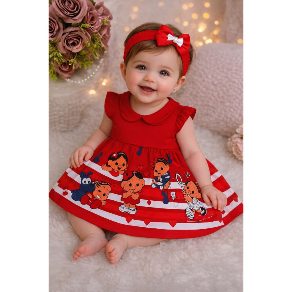 Vestido Infantil Bebê Menina Recém Nascida Roupa Mesversário – Temático Personagens Diversos