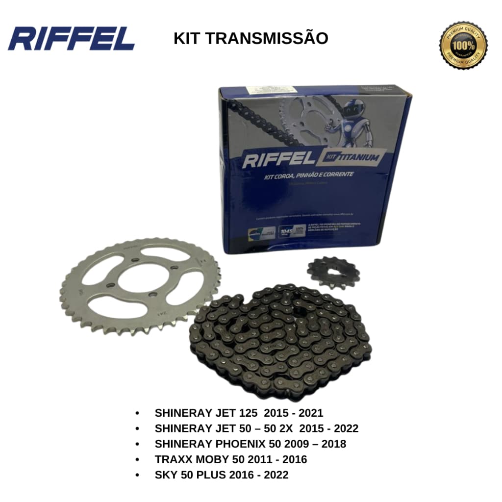 Kit Relação Transmissão Shineray Xy-phoenix, Jet 50cc - Riffel - 420H
