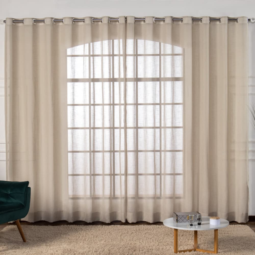 Cortina Gaze de Linho Alto Padrão com Ilhós Cromado Voil Flame Sala e Quarto Decoração 4,00x2,60