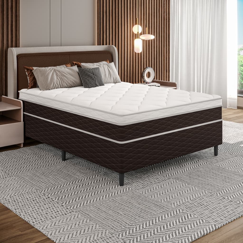 Cama de Casal 138x188 com Colchão Casal Molas Ensacadas e Base Cama Box Casal Umaflex