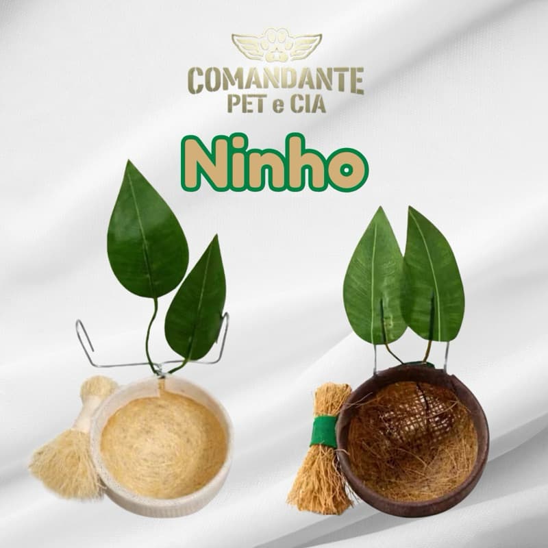 Ninho Mato Natural para Coleiro - Conforto e Design Natural com Fibra de Coco ou Sisal e Folhas Artificiais