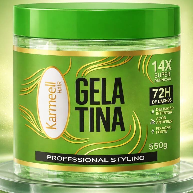 Gelatina Karmeell 550g Professional Styling Super Definição Cachos Fixação Forte Anti Frizz