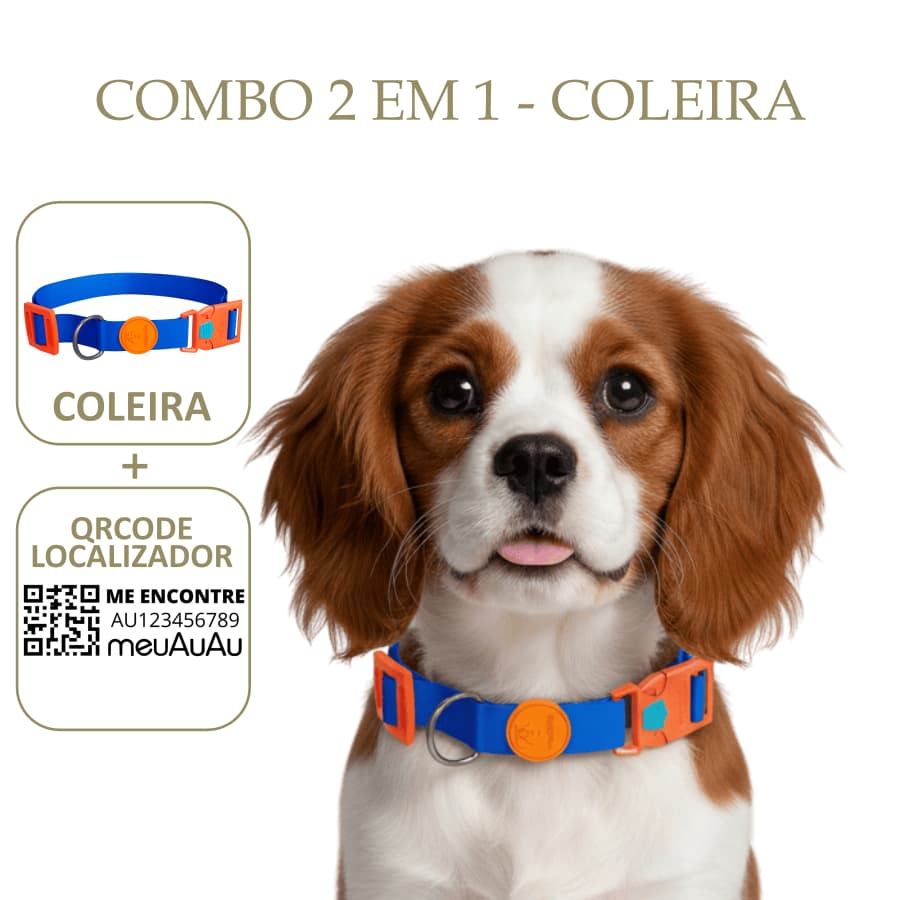Combo 2 em 1 - Coleira Para Cachorro Com QR Code Localizador Do Pet