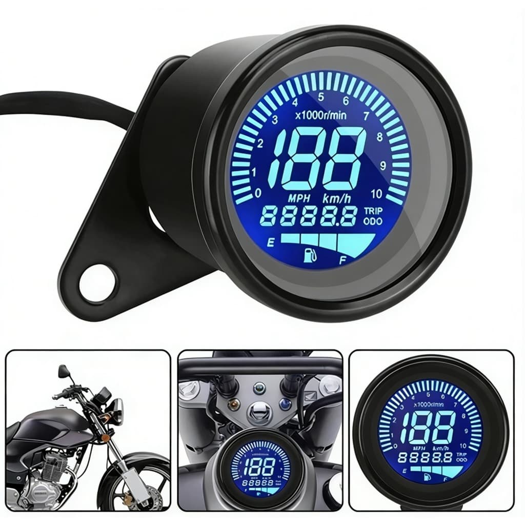 Velocímetro Digital Moto Painel de Instrumentos Retrô Medição Velocidade e Combustível Display LCD