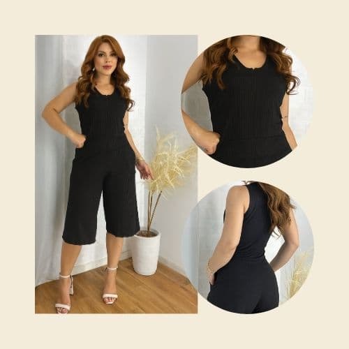 Macaquinho Feminino Midi Camiseta Com Bolso Zíper Frontal Malha Canelada Premium
