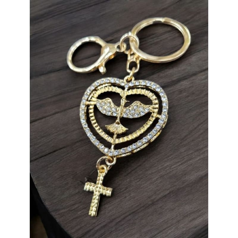 Chaveiro Coração Divino Strass com Mosquete