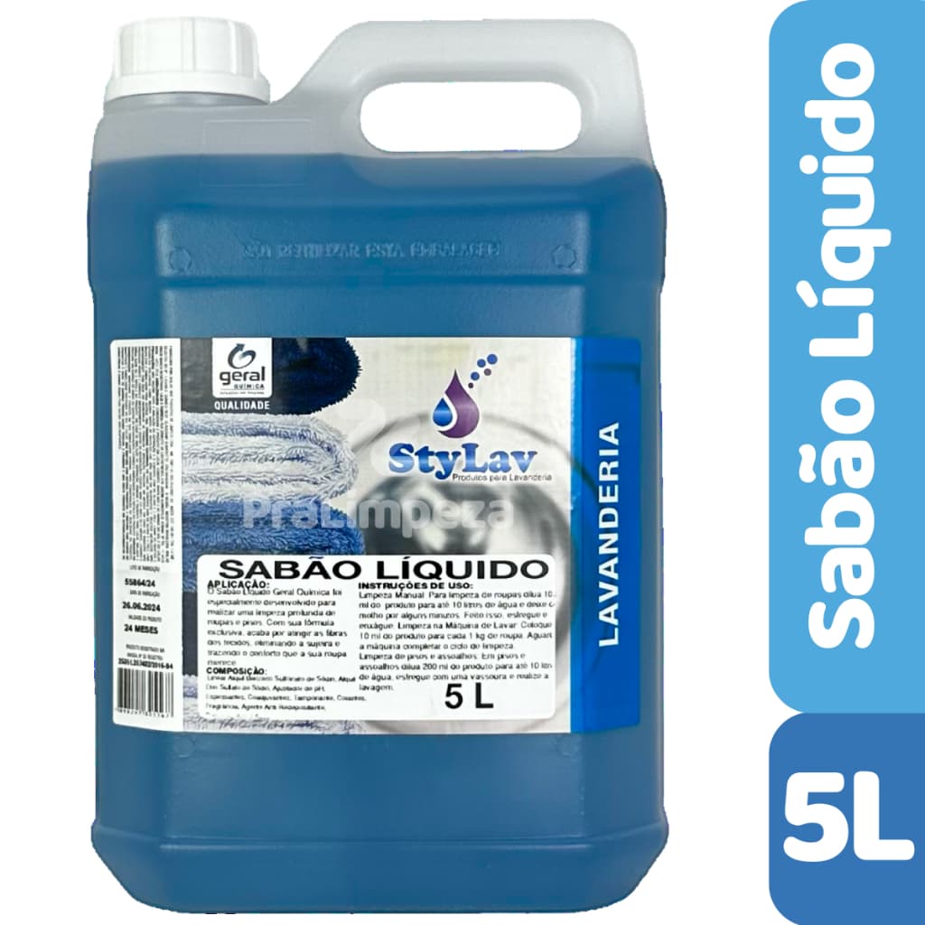 Sabão Líquido 5L Concentrado Lava Roupas Perfumado Limpeza Profunda Alto Rendimento Geral Química