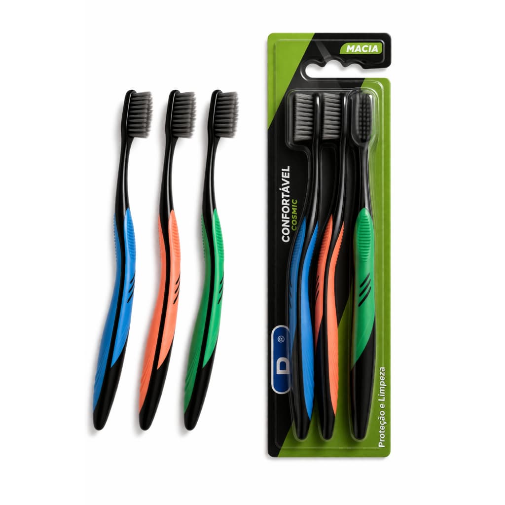 Escovas De Dentes Super Macias Black Ou Coloridas 3 Unidades B Com Bio