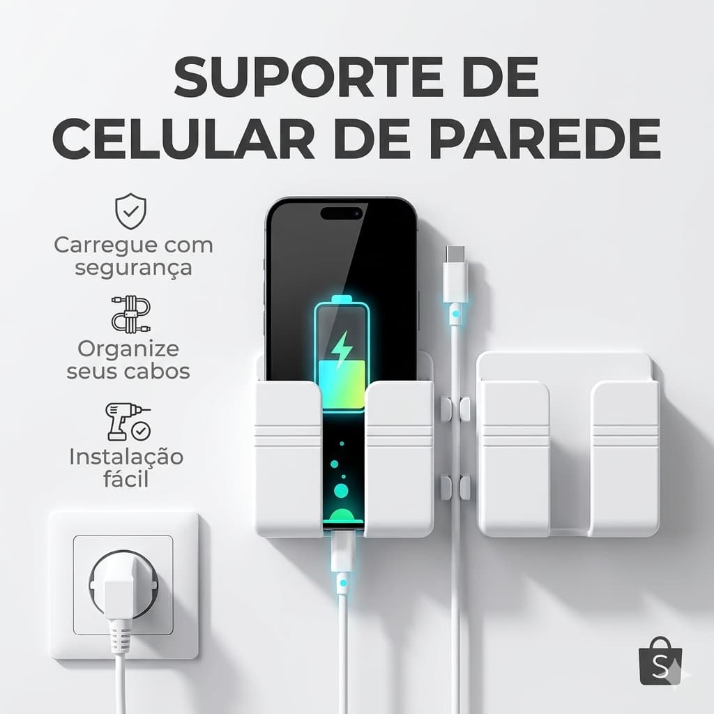 Suporte de Parede Adesivo para Celular e Controle – Organização Rápida e Sem Furo