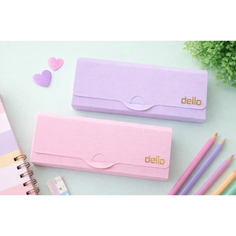Estojo Escolar Universitário Pastel Dello Multiuso ✨ Porta Lápis Caneta Rosa Lilás Compacto