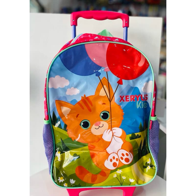Mochila Infantil com Rodinhas Gatinho Balão Xeryus Kids