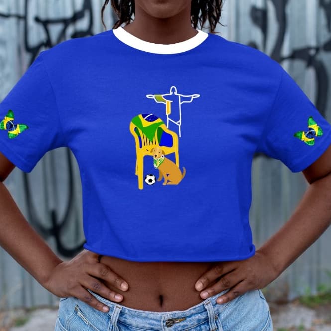 Cropped Feminino do Brasil Camiseta Curta Estampa Brasil Moda