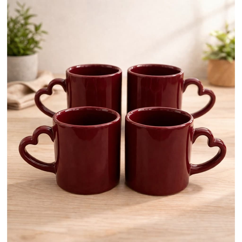 Conjunto de Canecas Coração Elegância e Charme para o seu dia a dia luxo cerâmica 220ML