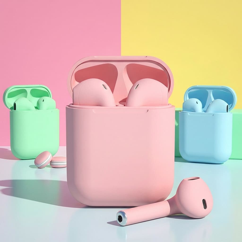 Fone De Ouvido Bluetooth i12 TWS Sem Fio Touch Colorido Com Case Android iOS Música Chamada Academia Estudo