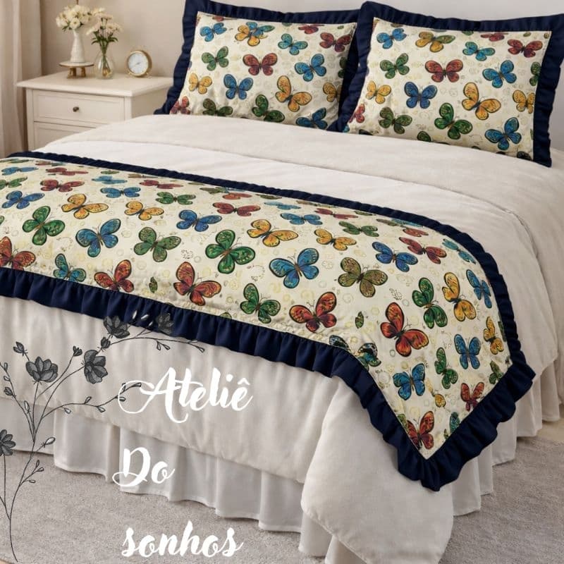 Peseira  de Cama de Casal Queen Xale manta para Cama Decoração  Quarto Linda
