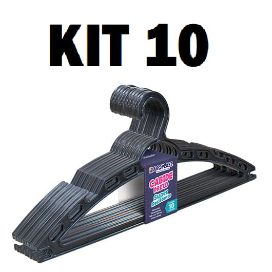 Cabide Preto Super Resistente Com 10  Peças De Plástico Resistente Multiuso