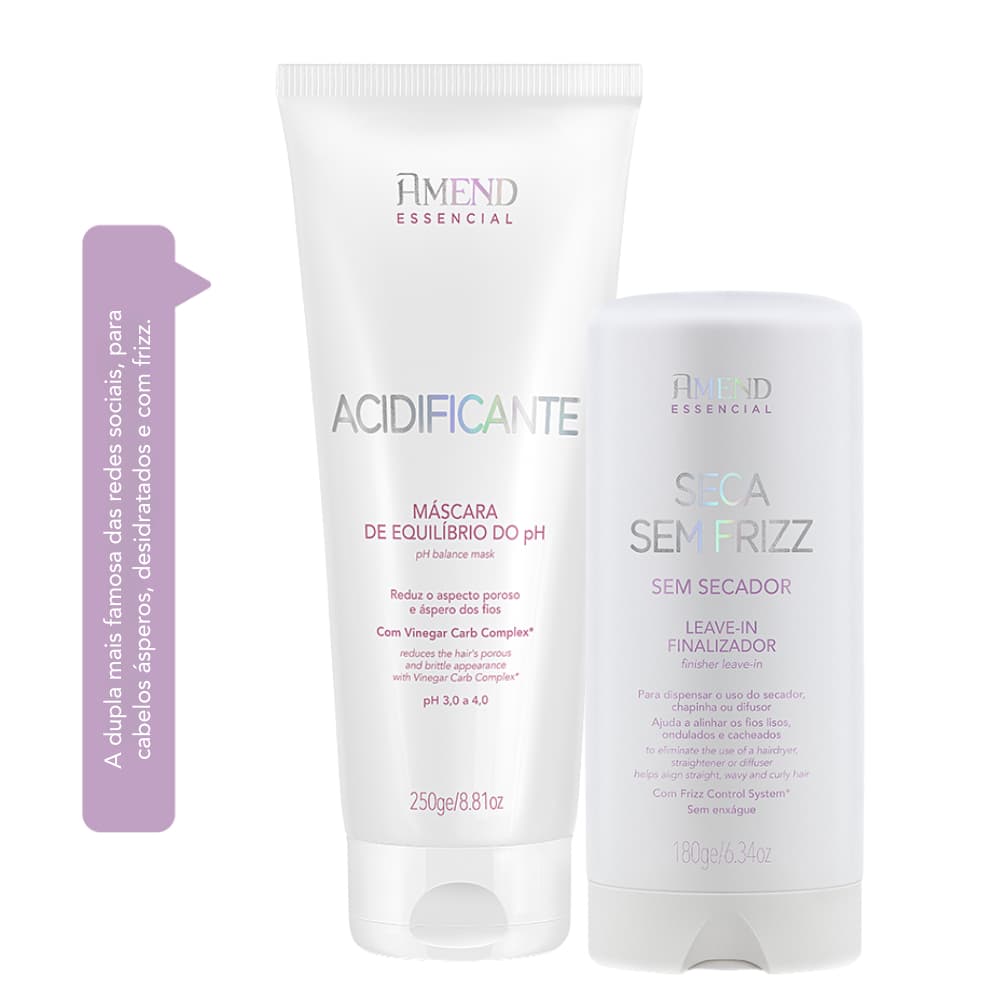 Kit Seca Sem Frizz + Acidificante | Amend Essencial