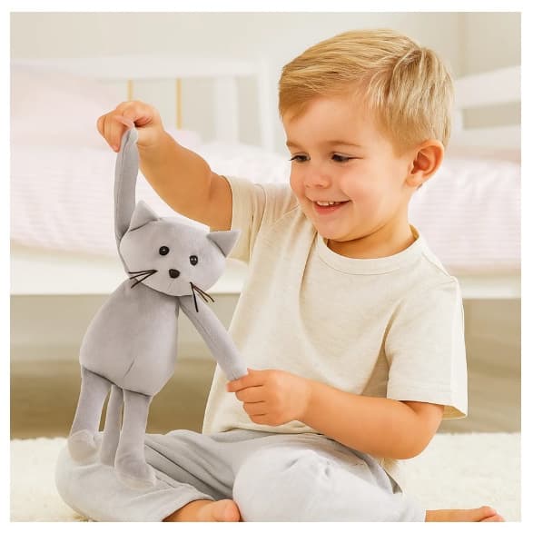 Gato de Pelúcia Gatinho Miu 30cm Brinquedo Hipoalergênico Decorativo Quarto Nicho Sala
