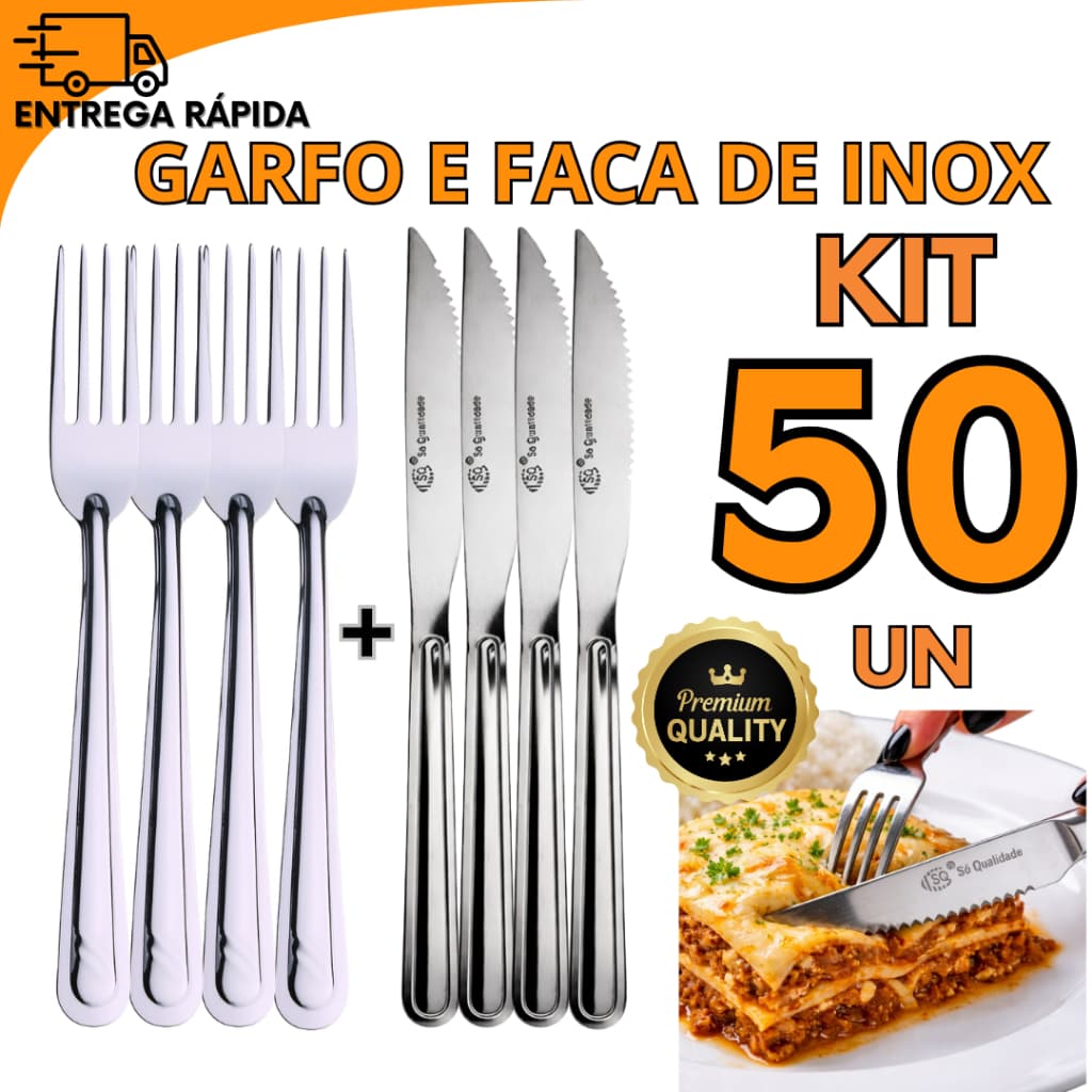 Conjunto De Garfo e Faca Inox 50  Peças Para Buffet Eventos Casa Nova Cozinha