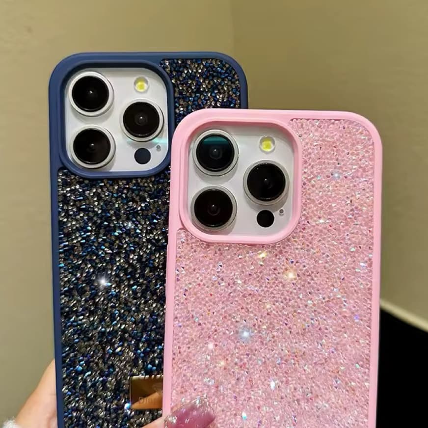 Capa Capinha para IPhone 14 / IPhone 14 Pro / IPhone 14 Pro Max Premium com Pedras De Strass Aveludadas