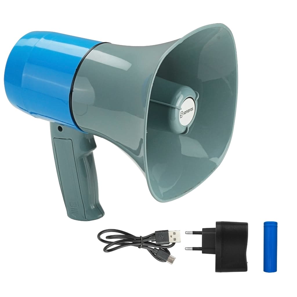 Megafone De Mão Bluetooth USB MP3 Recarregável Com Função Gravação E Sirene SR-400 Sonoros
