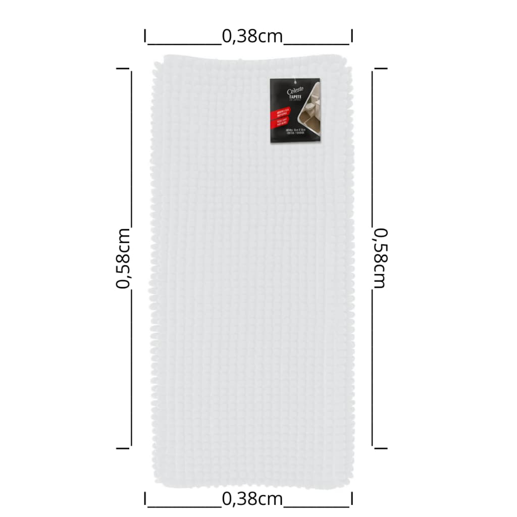 Tapete 0,38x0,58cm residencial Delicado  Antiderrapante com Bolinhas de Microfibra Chenille Celeste.
