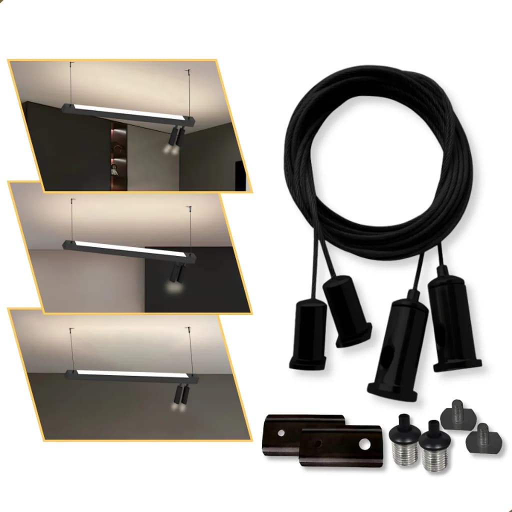 Kit Suspensão Para Perfil De Led Pendente Cabo De Aço 2m