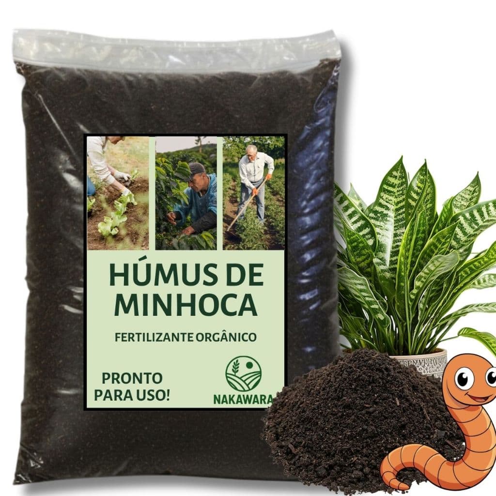 Húmus de Minhoca 10kg Adubo Orgânico Natural NPK Para Plantas Horta Jardim Vaso Flores Frutíferas