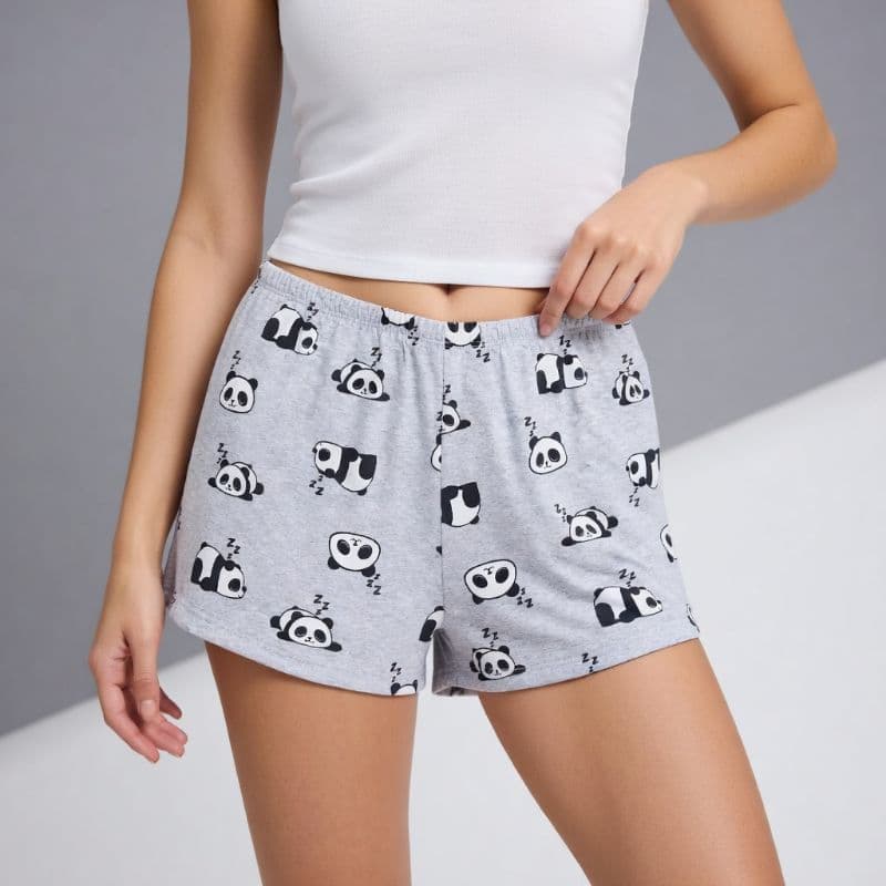 Short Doll Feminino Pijama Estampado Soltinho Confortável Malha Premiun Poliviscose Xadrez