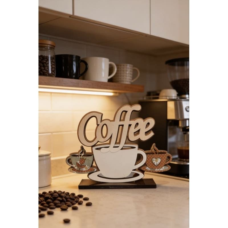 Placa Decorativa Cantinho do Café em Madeira MDF - Decoração Cozinha e Mesa Posta